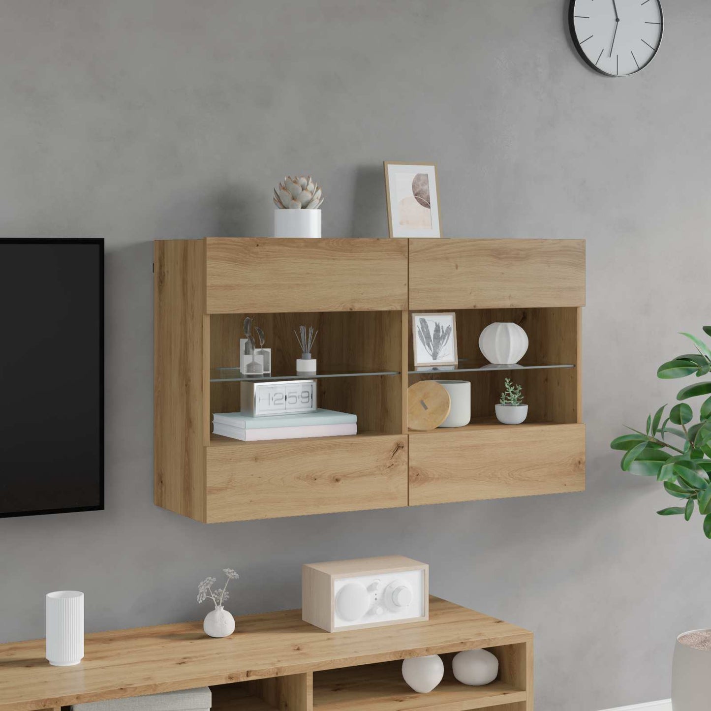 TV Wall Cabinet 98.5 x 30 x 60.5 cm Artisan Oak Engineered Wood