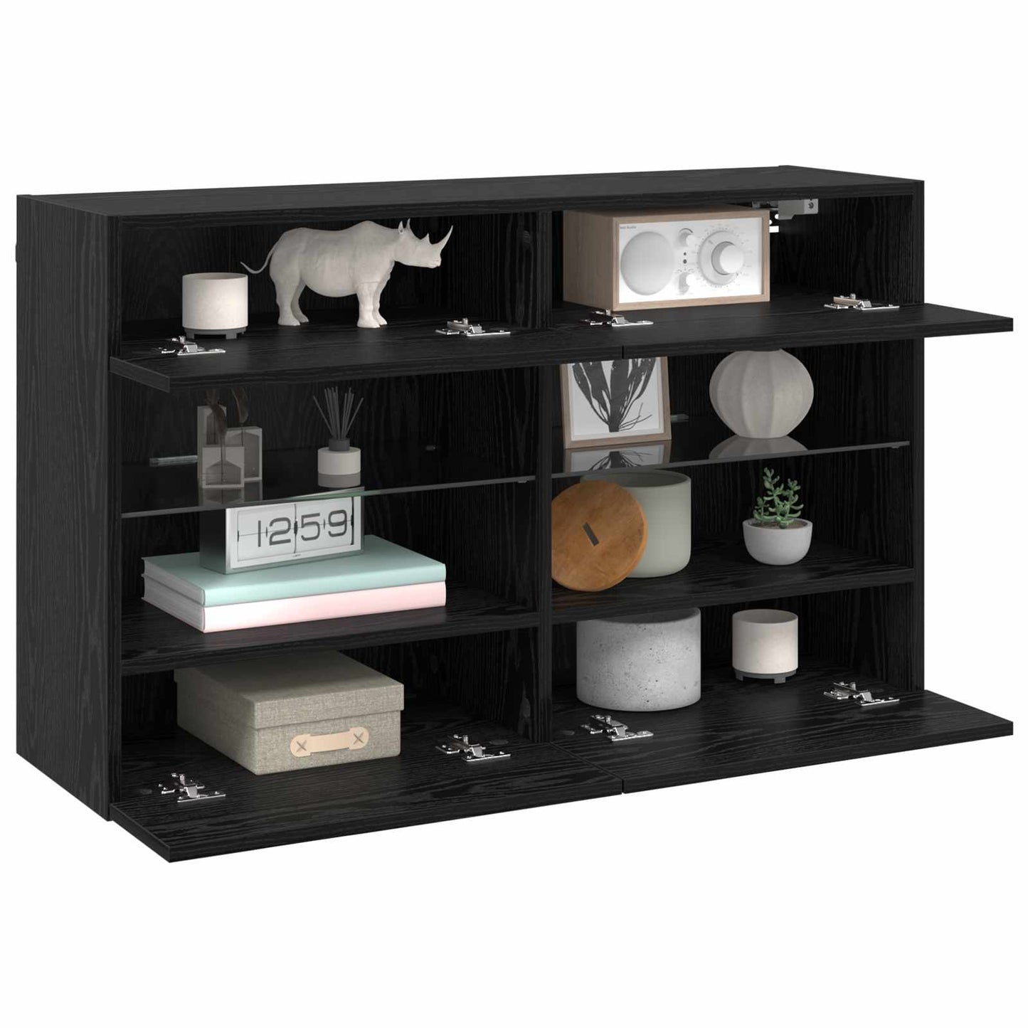TV Wall Cabinet Black Oak 98.5 x 30 x 60.5 cm Engineered Wood