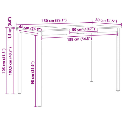 Bar Table Natural 150 x 80 x 105 cm Solid Pine Wood