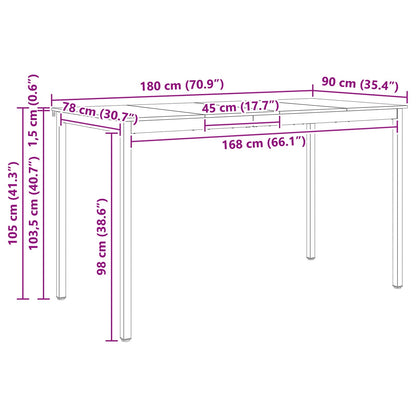 Bar Table White 180 x 90 x 105 cm Solid Pine Wood