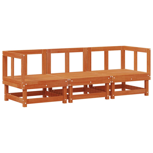 Sectional Sofa Units Solid Pine Wood Wax Brown