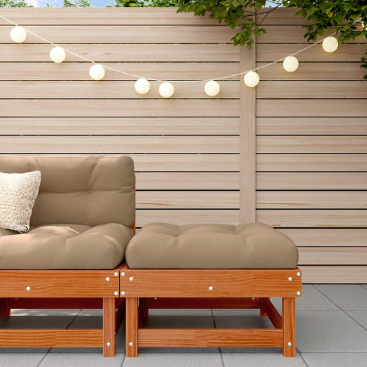 Garden Footrest Solid Pine Wood Wax Brown