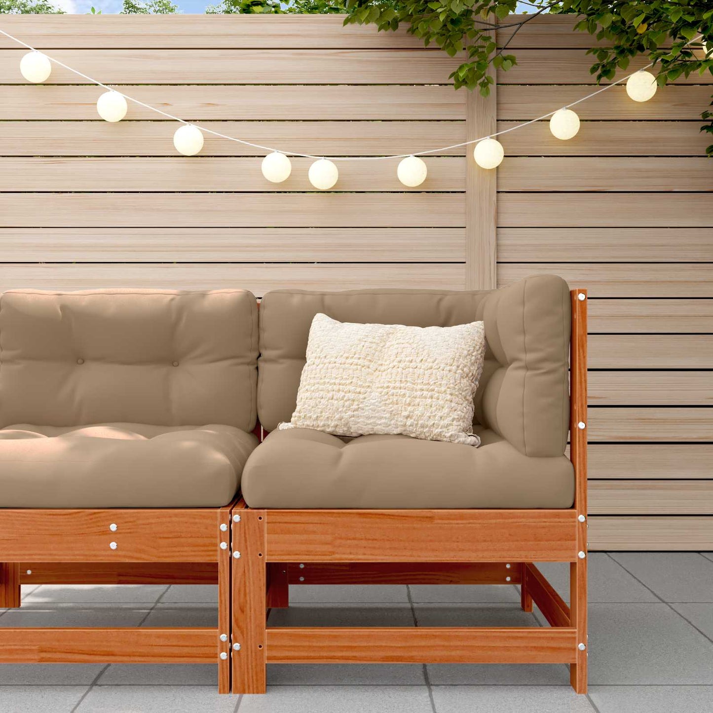 Garden Corner Sofa Solid Pine Wood Wax Brown 62 x 62 x 70.5 cm