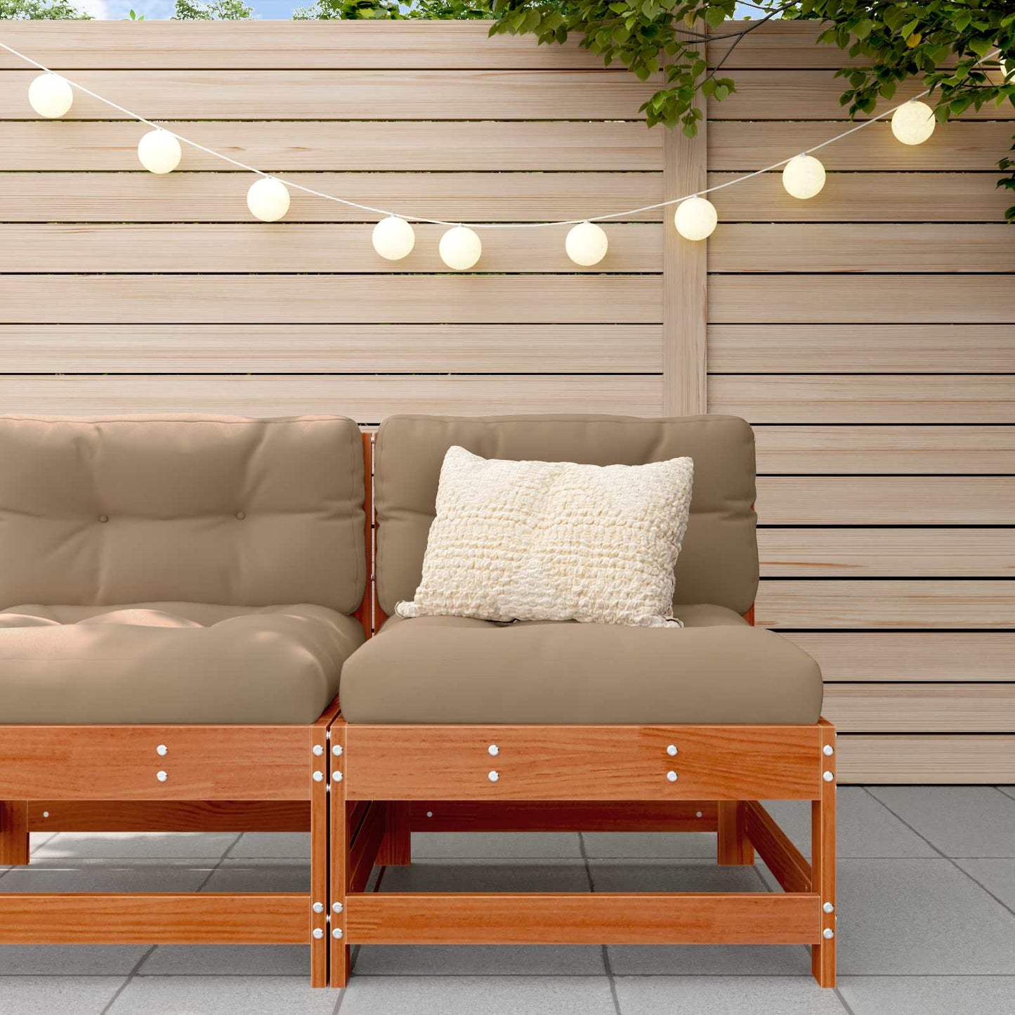 Garden Middle Sofa Solid Pine Wood Wax Brown 62 x 62 x 70.5 cm