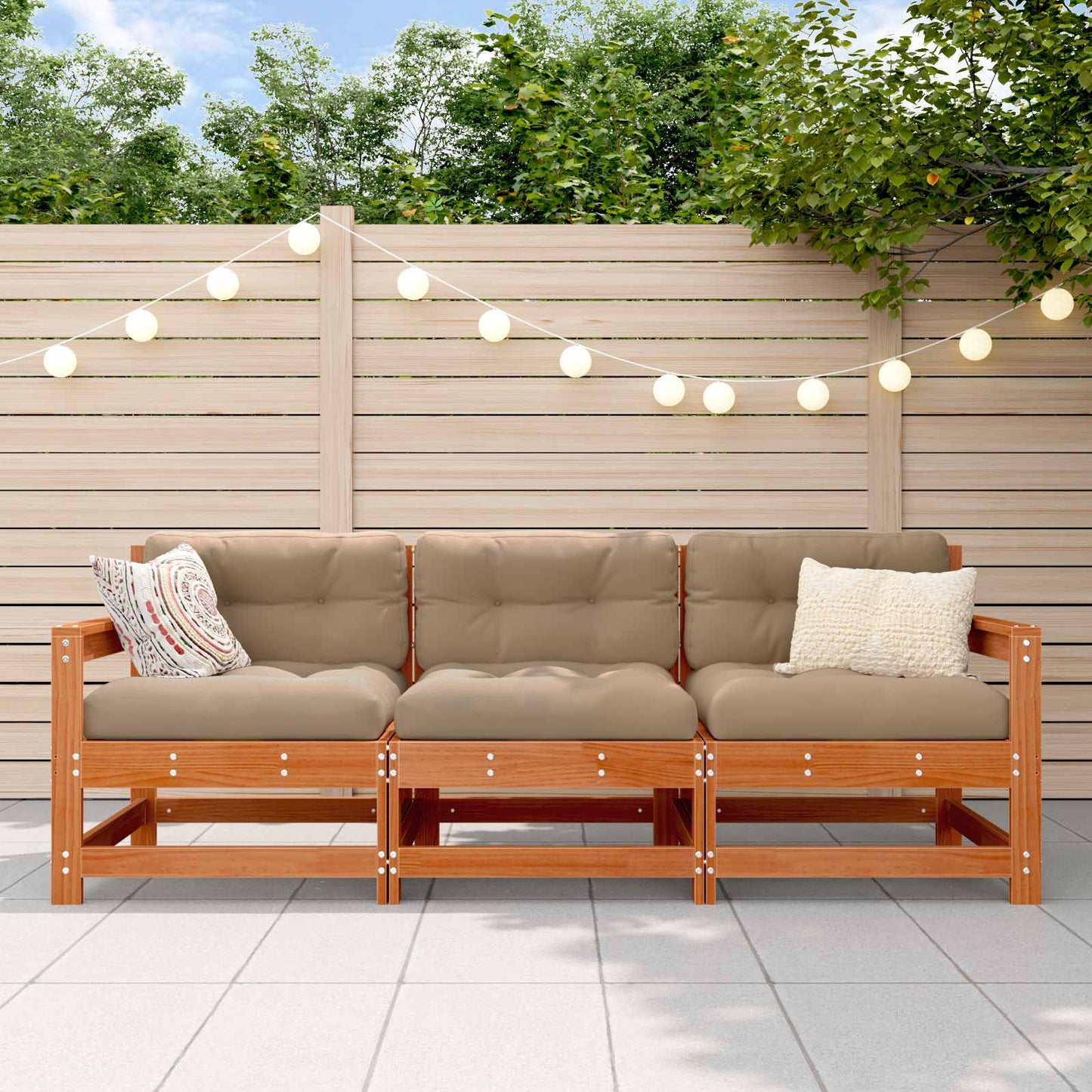 Sectional Sofa Units 3 Piece Wax Brown Solid Pine Wood