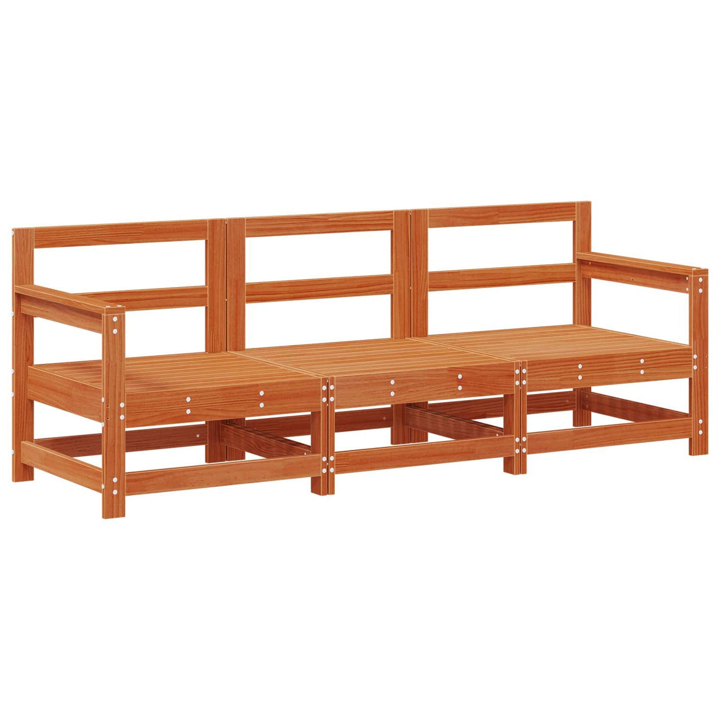 Sectional Sofa Units 3 Piece Wax Brown Solid Pine Wood