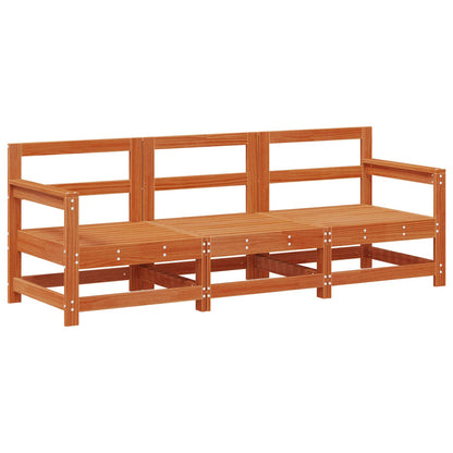 Sectional Sofa Units 3 Piece Wax Brown Solid Pine Wood
