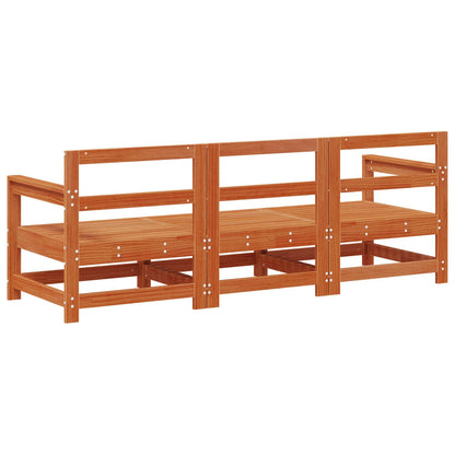 Sectional Sofa Units 3 Piece Wax Brown Solid Pine Wood