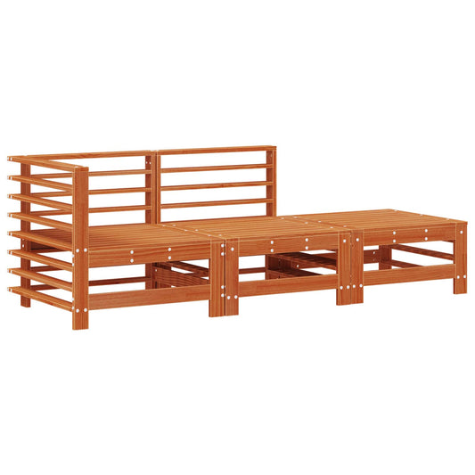 Sectional Sofa Units 3 Piece Wax Brown Solid Pine Wood