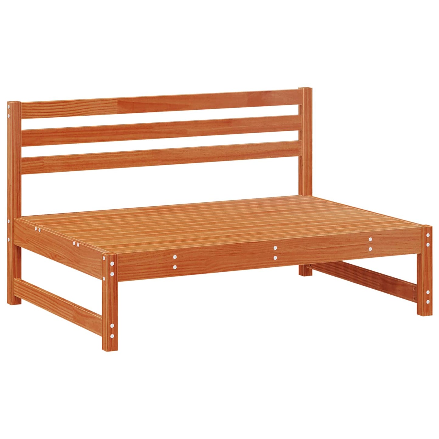 Garden Middle Sofa Solid Pine Wood Wax Brown 240 x 84 x 70 cm