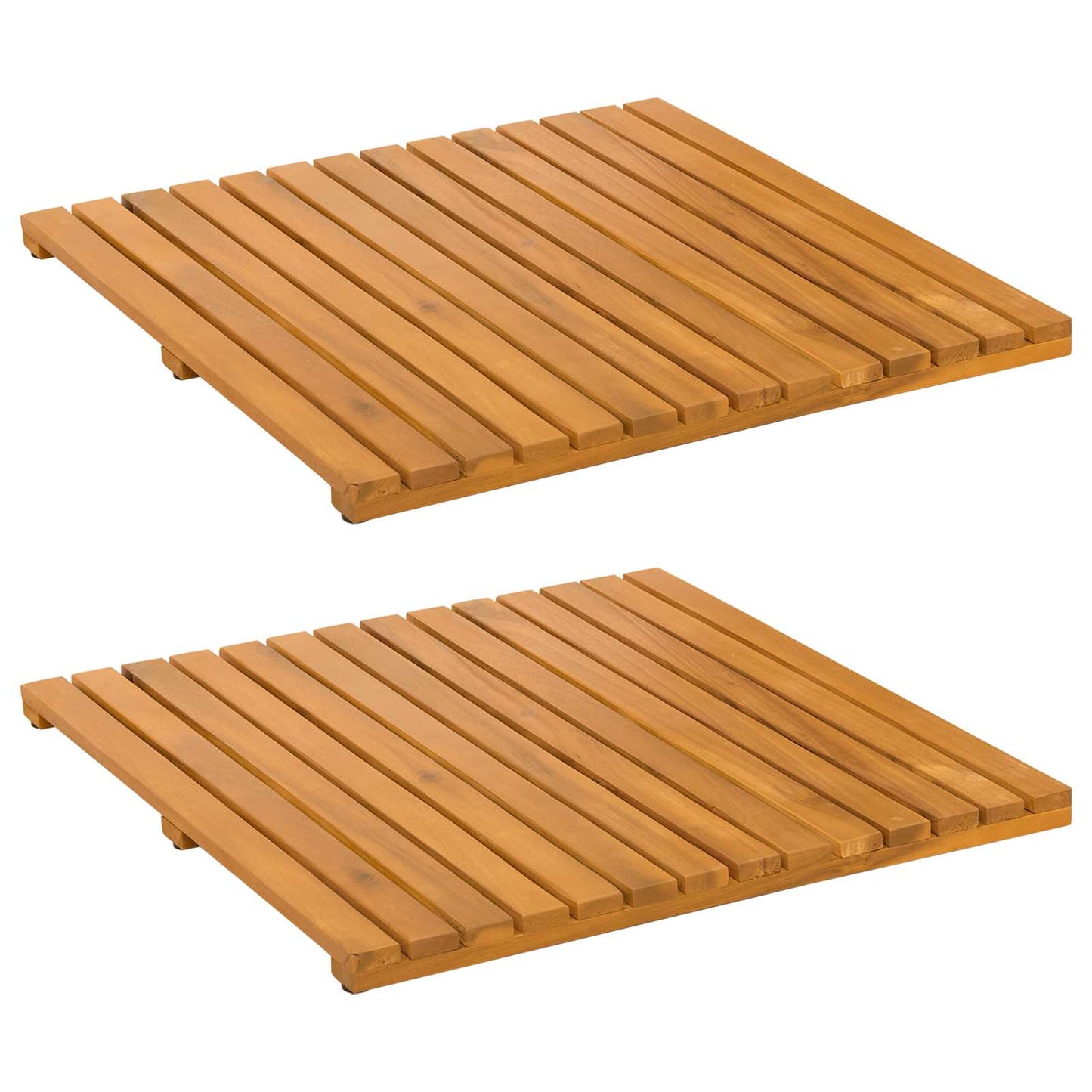Bath Mat Plain Brown 50 x 50 cm Solid Acacia Wood
