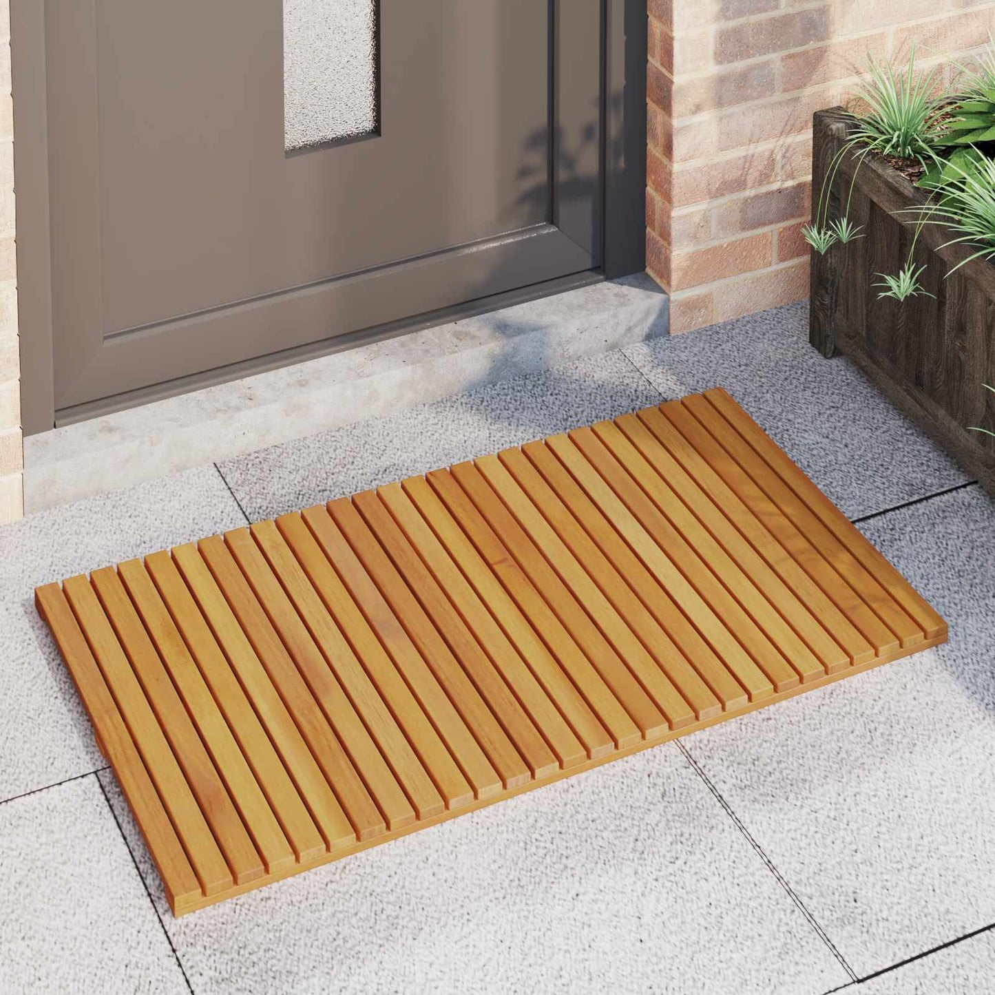 Bath Mat Plain Brown 100 x 55 cm Solid Acacia Wood