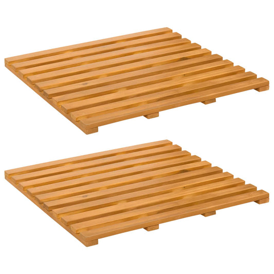 Bath Mat 2 pcs Natural 50 x 48 cm Solid Acacia Wood
