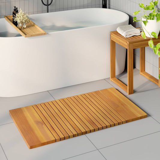 Bath Mat Natural 100 x 55 cm Solid Acacia Wood