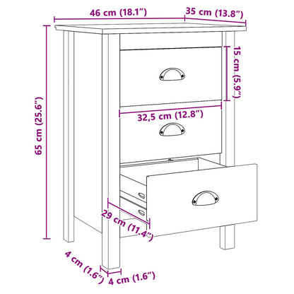 Bedside Cabinet HILL White and Honey Brown 46 x 35 x 65 cm
