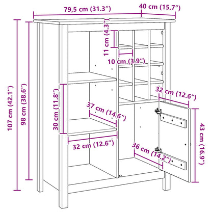 Wine Cabinet HILL Honey Brown 79.5 x 40 x 107.5 cm