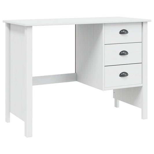 Desk with Drawers HILL White 100 x 45 x 74 cm Solid Pine Wood