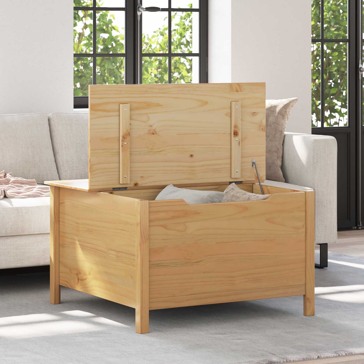 Coffee Table with Drawer HILL Honey Brown 79.5 x 79.5 x 49 cm