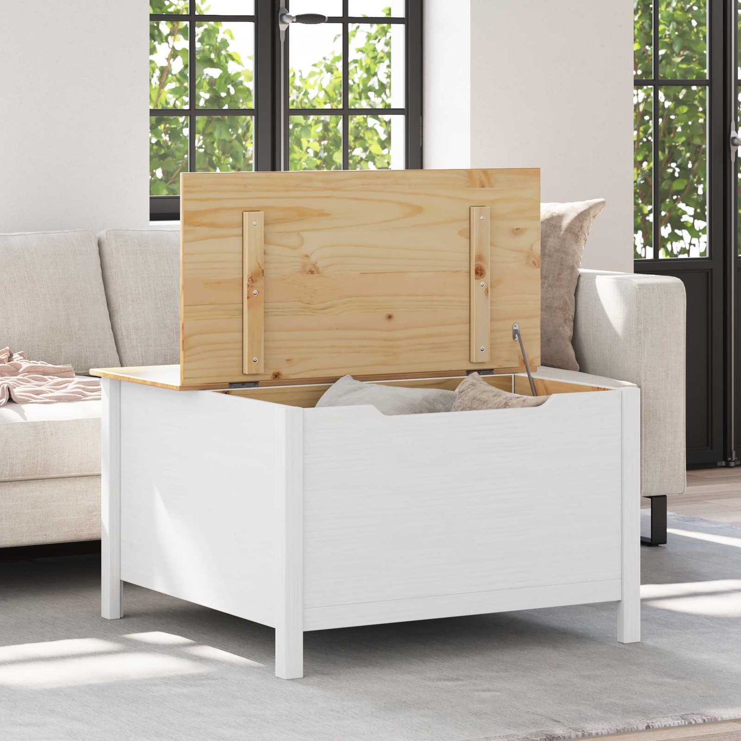 Coffee Table HILL White and Honey Brown 79.5 x 79.5 x 49 cm