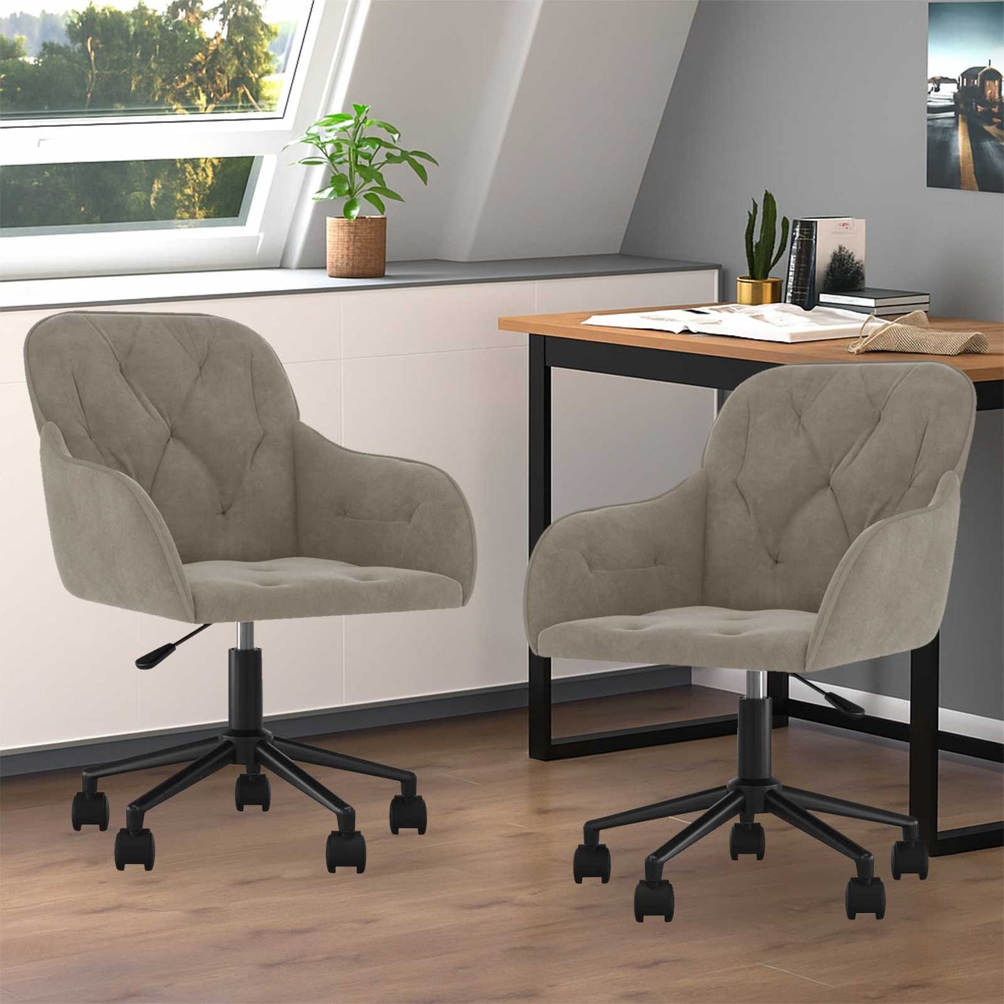 Dining Chair 2 pcs Light Grey 55 x 59.5 x 77 cm Velvet