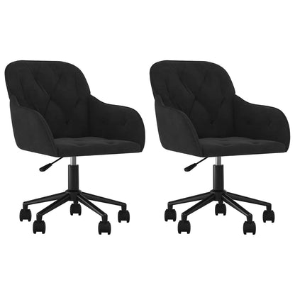 Dining Chair with Wheel 2 pcs Black 55 x 59.5 x 77 cm Velvet