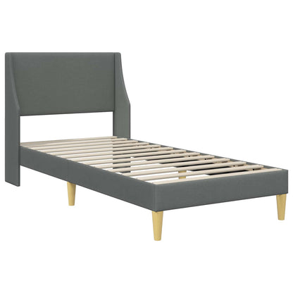 Bed Frame with Mattress Dark Grey 90 x 190 cm Fabric