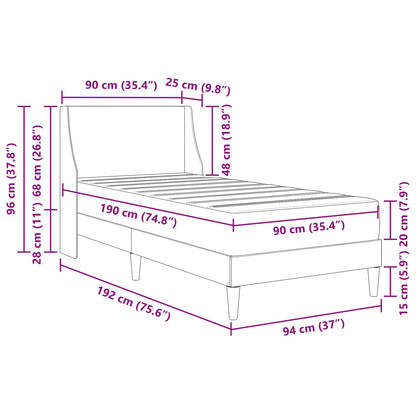 Bed Frame with Mattress Dark Grey 90 x 190 cm Fabric