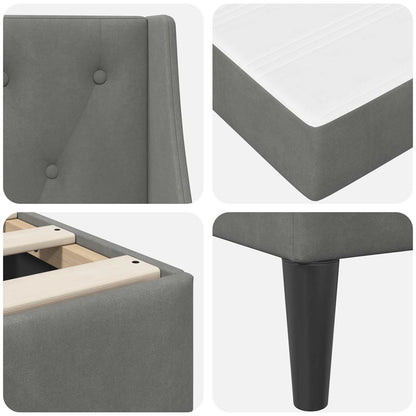 Bed Frame with Mattress Dark Grey 90 x 190 cm Velvet
