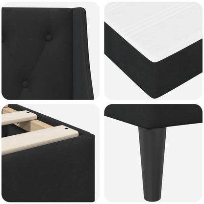 Bed Frame with Mattress with Headboard Black 90 x 190 cm Velvet