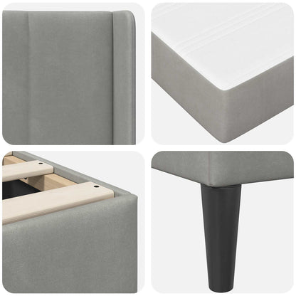 Bed Frame with Mattress Light Grey 180 x 200 cm Velvet