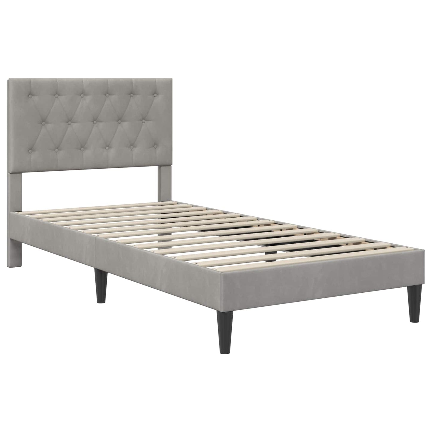Bed Frame with Mattress Light Grey 90 x 190 cm Velvet
