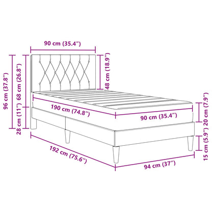 Bed Frame with Mattress Light Grey 90 x 190 cm Velvet