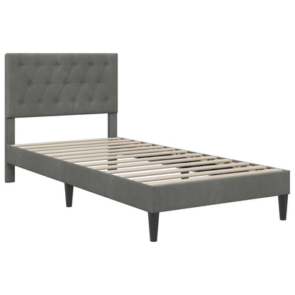 Bed Frame with Mattress Dark Grey 90 x 190 cm Velvet