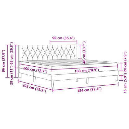 Bed Frame with Mattress Dark Grey 180 x 200 cm Velvet