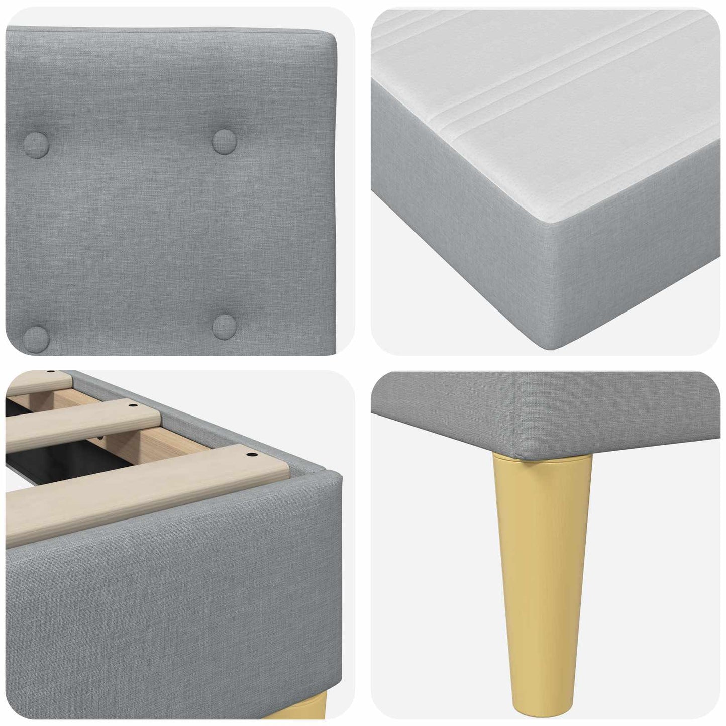 Bed Frame with Mattress Light Grey 90 x 190 cm Fabric