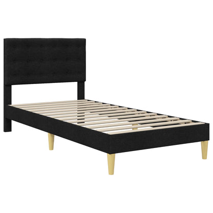 Bed Frame with Mattress with Headboard Black 90 x 190 cm Fabric