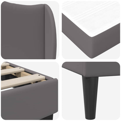 Bed Frame with Headboard Grey 90 x 190 cm Faux Leather