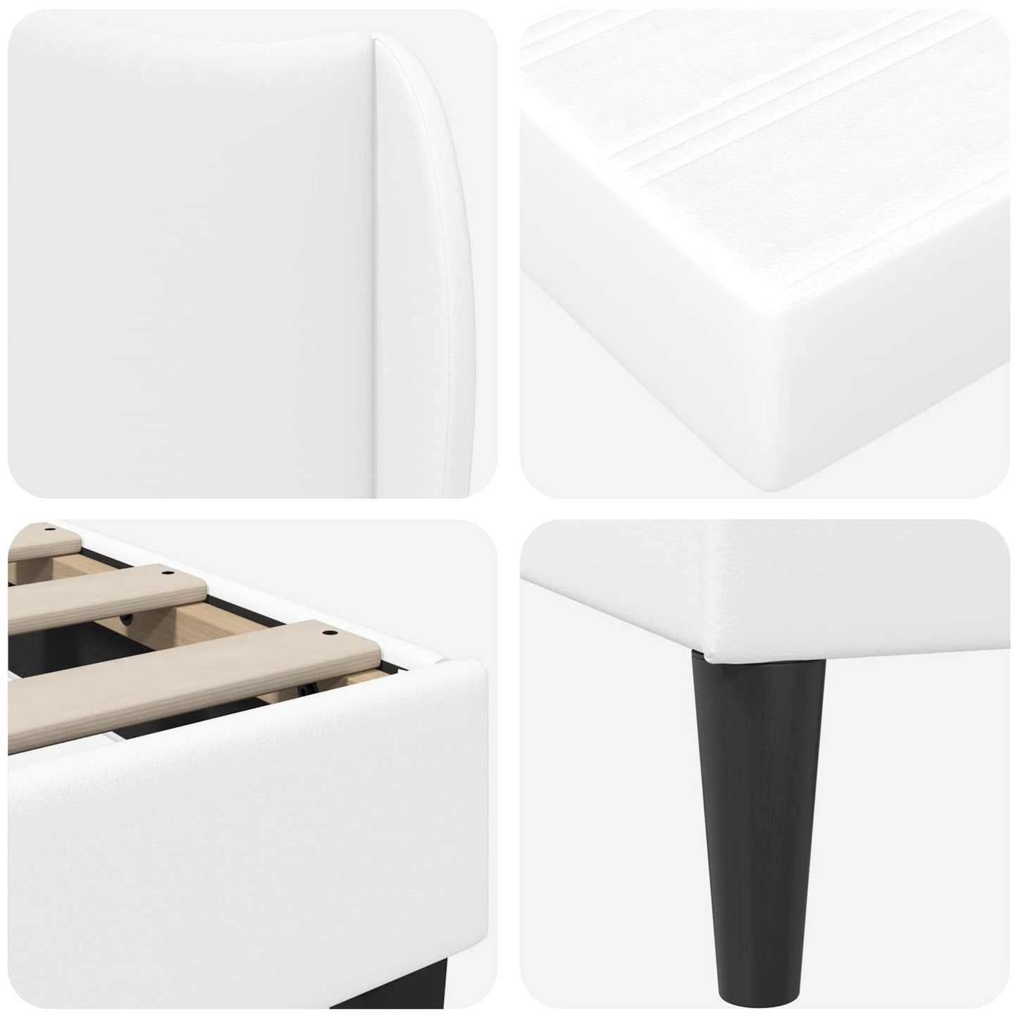 Bed Frame with Headboard White 90 x 190 cm Faux Leather