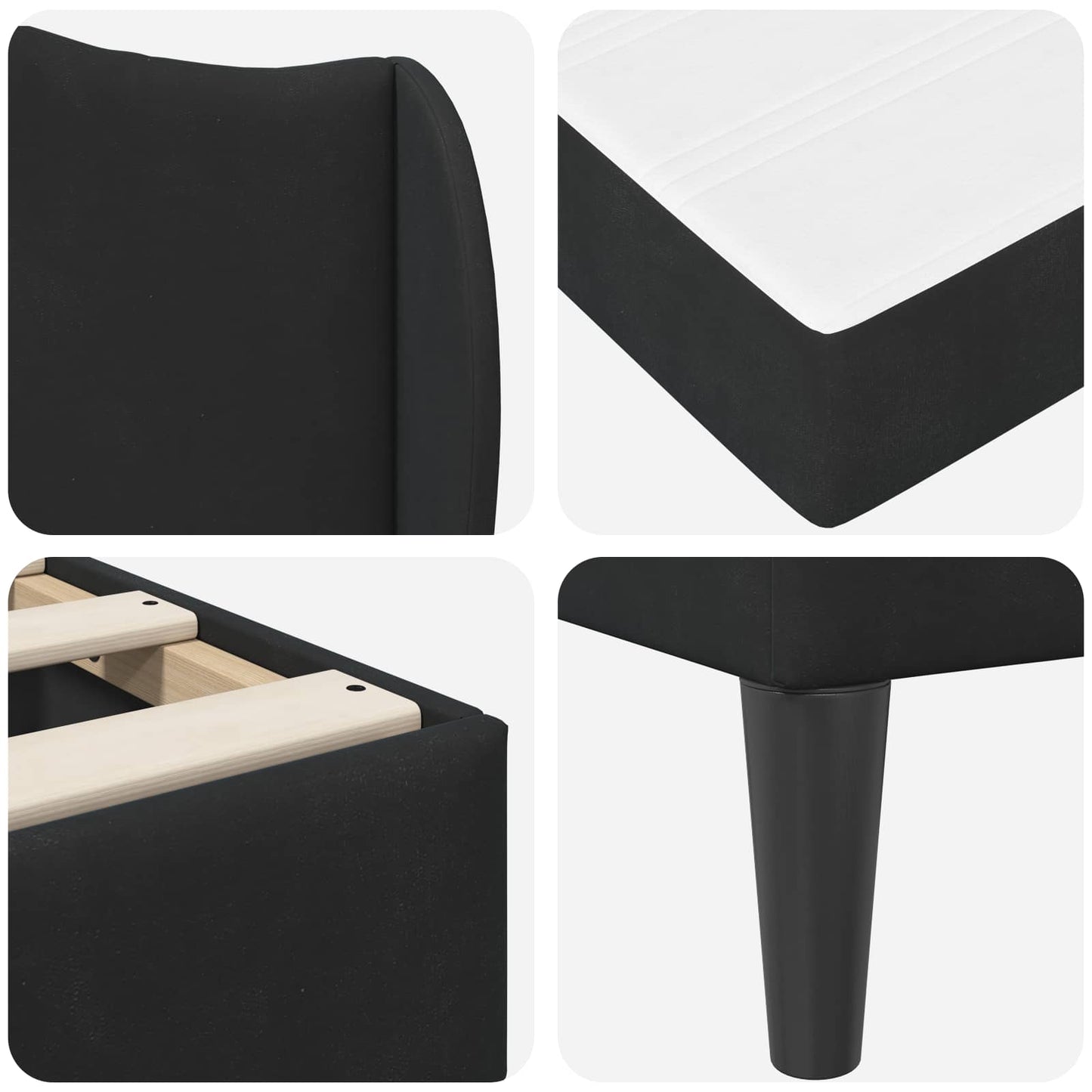 Bed Frame with Headboard Black 90 x 190 cm Velvet