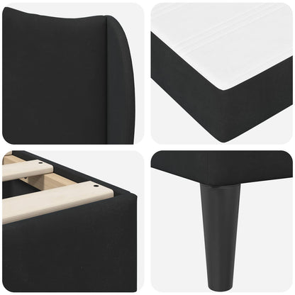 Bed Frame with Headboard Black 90 x 190 cm Velvet