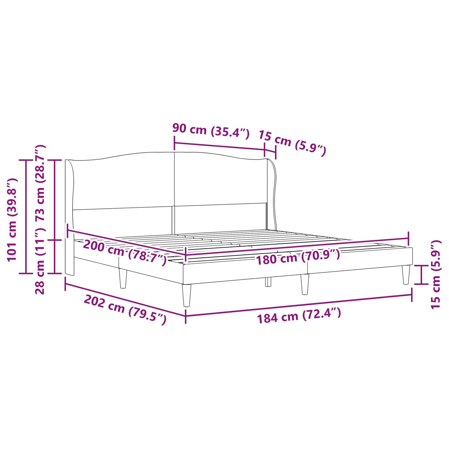 Bed Frame with Headboard Light Grey 180 x 200 cm Velvet