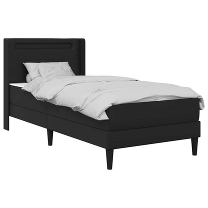 Bed Frame with LED Strip Lights Black 90 x 190 cm Faux Leather