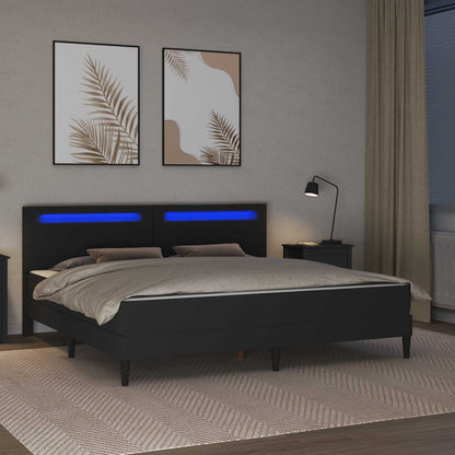 Bed Frame with LED Strip Lights Black 180 x 200 cm Faux Leather