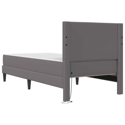 Bed Frame with LED Strip Lights Grey 90 x 190 cm Faux Leather