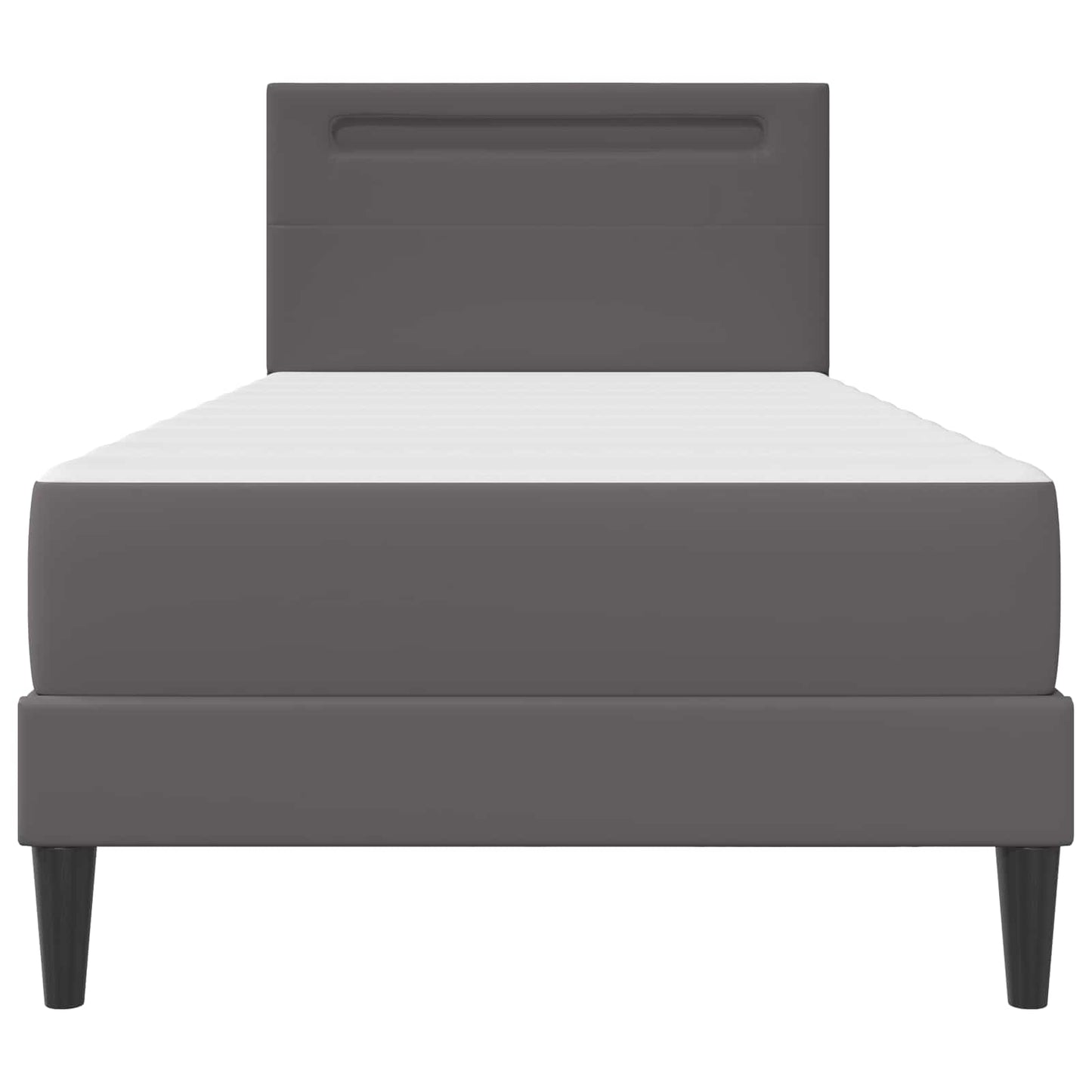 Bed Frame with LED Strip Lights Grey 90 x 190 cm Faux Leather