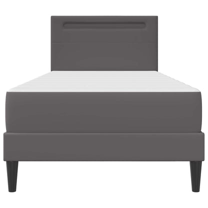 Bed Frame with LED Strip Lights Grey 90 x 190 cm Faux Leather
