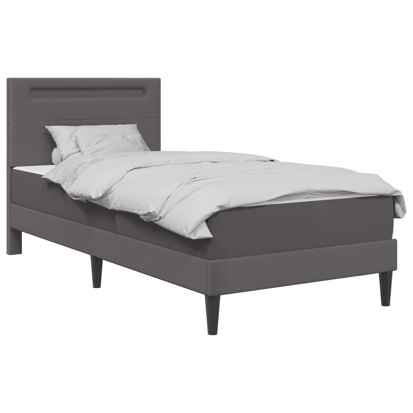 Bed Frame with LED Strip Lights Grey 90 x 190 cm Faux Leather