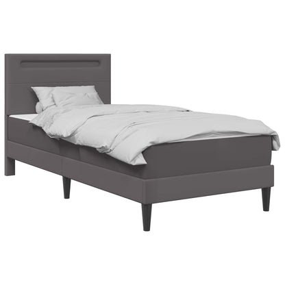 Bed Frame with LED Strip Lights Grey 90 x 190 cm Faux Leather