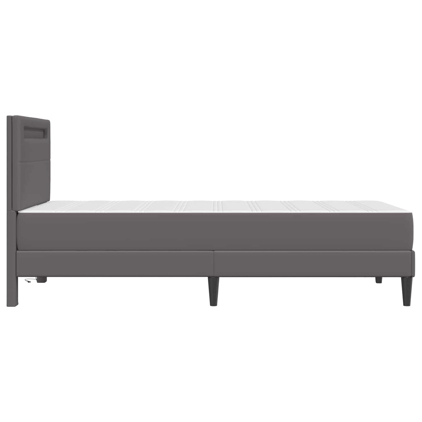 Bed Frame with LED Strip Lights Grey 90 x 190 cm Faux Leather