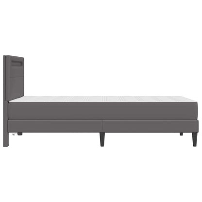 Bed Frame with LED Strip Lights Grey 90 x 190 cm Faux Leather